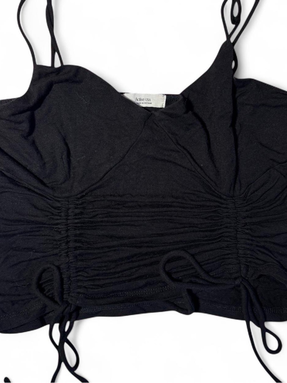 Active USA Black Ruched Crop Cami